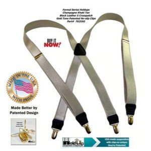 Holdup Brand 1in Wide Undergarment Hidden Suspenders in Champagne X-back XL Gold